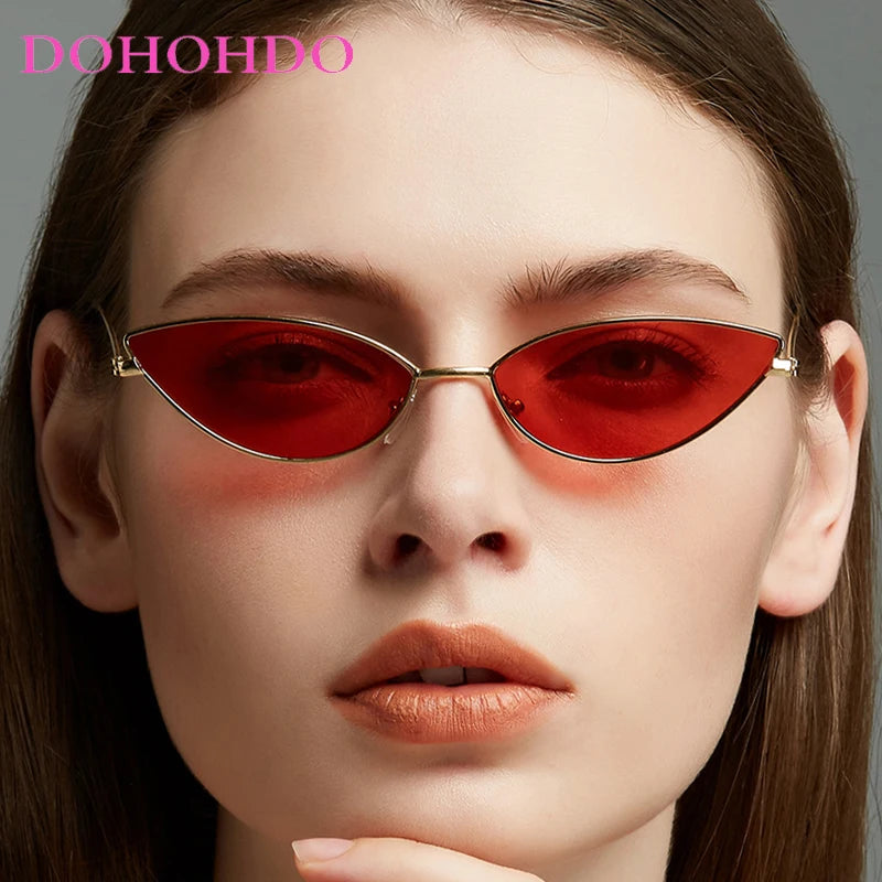 Popular Small Cat Eye Metal Women Sunglasses Stylish Brand Design Men Sunglass Outdoor Driving Travel Shades Female UV400 Lentes