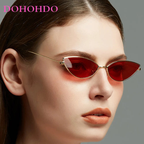 Popular Small Cat Eye Metal Women Sunglasses Stylish Brand Design Men Sunglass Outdoor Driving Travel Shades Female UV400 Lentes